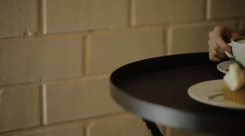 It is a food composition on the table standing in the cafe Stock Footage 63346645