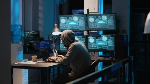 IT fraud criminal hacking security system to steal big data 스톡 사진