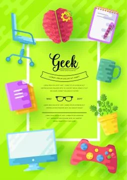 It geeks vector brochure cards set. office professional developer template of イラスト素材