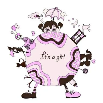 It is a girl Stock Illustration