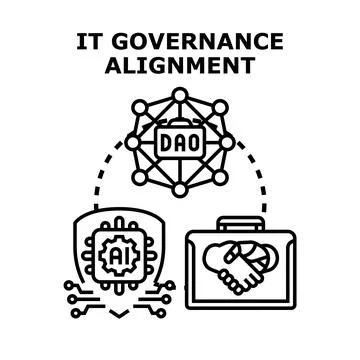 It governance alignment with artificial intelligence and blockchain Stock Illustration