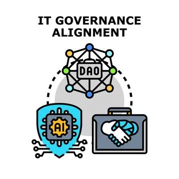It governance alignment with artificial intelligence and blockchain Stock Illustration