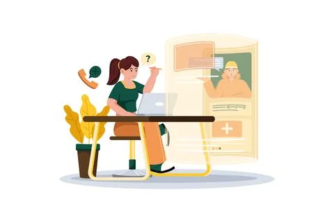 IT help desk analyst implements changes for better service. Stock Illustration