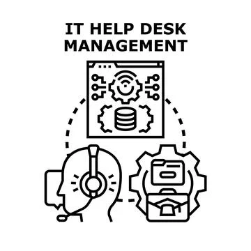 It help desk management support and information technology concept Stock Illustration