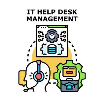It help desk management support and information technology concept Stock Illustration