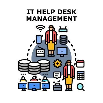 It help desk management support and troubleshooting solutions Stock Illustration