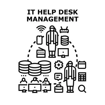 It help desk management support and troubleshooting solutions Stock Illustration
