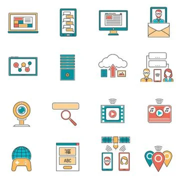 It Icons Line Stock Illustration