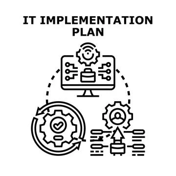 It implementation plan creating new business solution project Stock Illustration