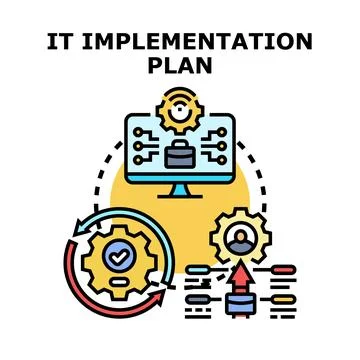 It implementation plan creating new business solution project Stock Illustration
