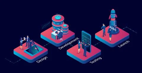 IT industry startup workflow development concept Stock Illustration