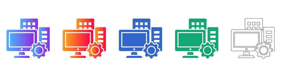 IT Infrastructure and System Maintenance Icons Stockillustratie