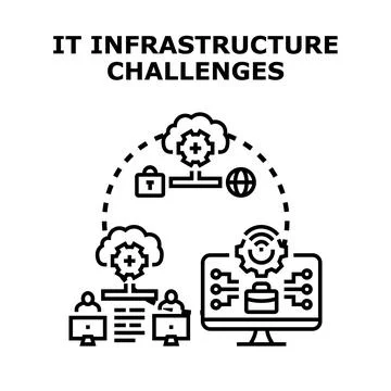 It infrastructure challenges and system management concept Stock Illustration
