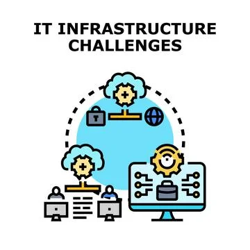 It infrastructure challenges and system management concept Stock Illustration