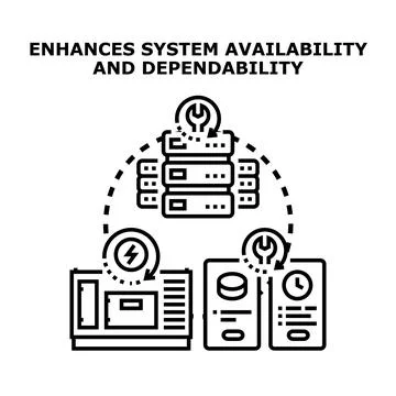 It infrastructure components like power generators, batteries, and monitoring Stock Illustration