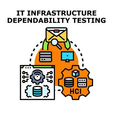 It infrastructure dependability testing concept developing system reliability Stock Illustration