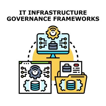 It infrastructure governance frameworks implementing system data administrati Stockillustratie