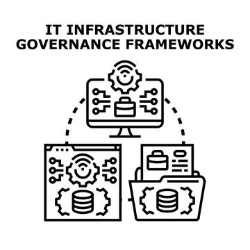 It infrastructure governance frameworks implementing system data administrati Stock Illustration