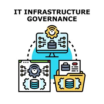 It infrastructure governance strategy planning and data management Stock Illustration
