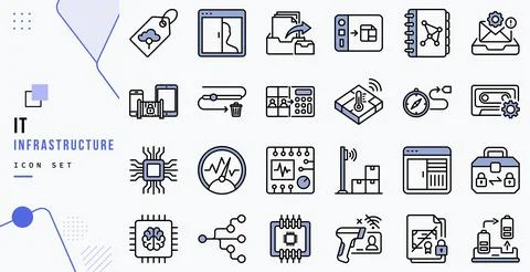 It infrastructure icon set for cloud computer technology Ilustración de archivo