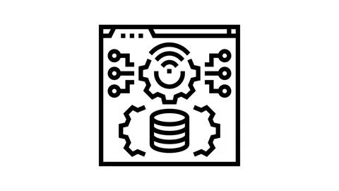 It infrastructure management business process line icon animation Video stock 326127608