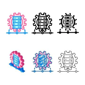 It infrastructure management pack business process color icon vector Stock Illustration