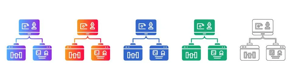 IT Infrastructure Management System Diagram Icons Иллюстрация
