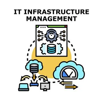 It infrastructure management system handling network data flow Stock Illustration