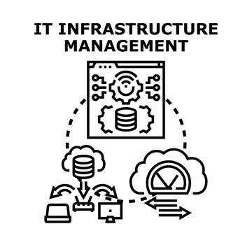 It infrastructure management system handling network data flow Stock Illustration