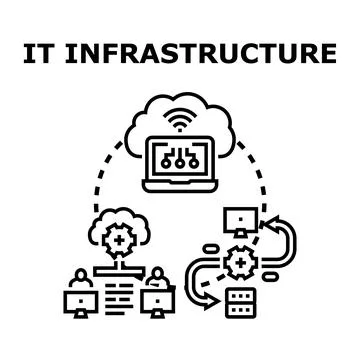 It infrastructure managing cloud network and data flow Ilustração Stock