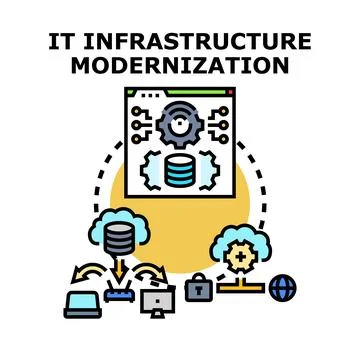 It infrastructure modernization and digital transformation concept Ilustração Stock