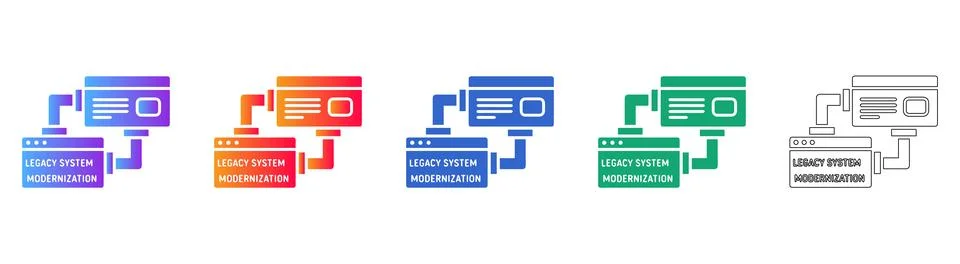 IT Infrastructure Modernization Icons Stock Illustration