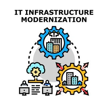 It infrastructure modernization managing data and technology 스톡 일러스트
