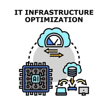 It infrastructure optimization artificial intelligence cloud computing Stock Illustration
