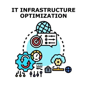 It infrastructure optimization process improving system performance Stock Illustration