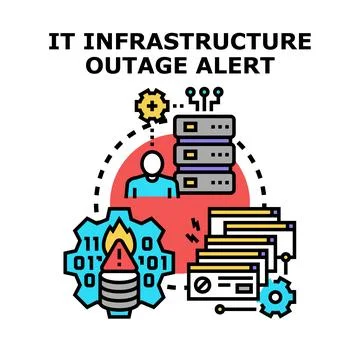 It infrastructure outage alert system notification Stock Illustration