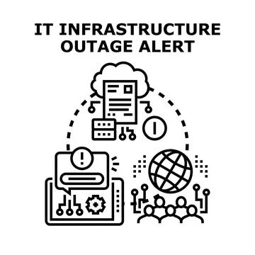 It infrastructure outage alert warning about system failure Stock-Illustration