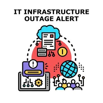 It infrastructure outage alert warning about system failure 库存插图