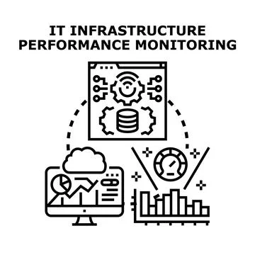 It infrastructure performance monitoring optimizing network system concept Stock Illustration