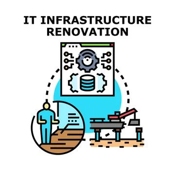 It infrastructure renovation concept developing business technology Stock Illustration