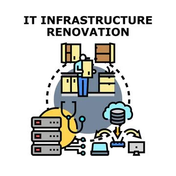 It infrastructure renovation concept with server and cloud network Stock Illustration