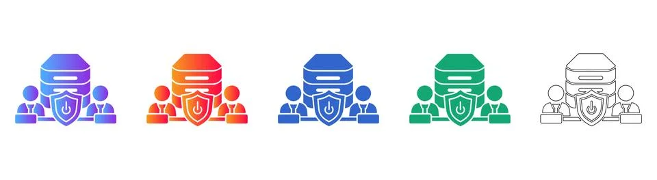 IT Infrastructure Team Security Icons Stockillustratie