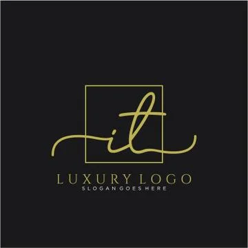 IT Initial handwriting logo design Stock Illustration