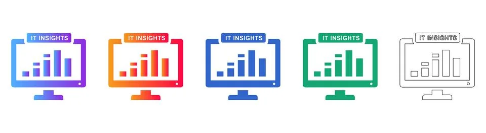 IT Insights Analytics Dashboard Icon Collection Stock Illustration