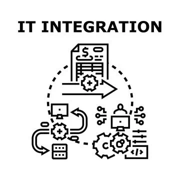 It integration system connecting digital technology processes Stock Illustration