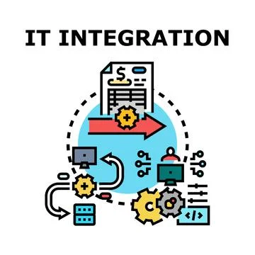 It integration system connecting digital technology processes Stock Illustration