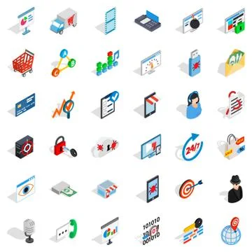 It internet icons set, isometric style Stockillustratie