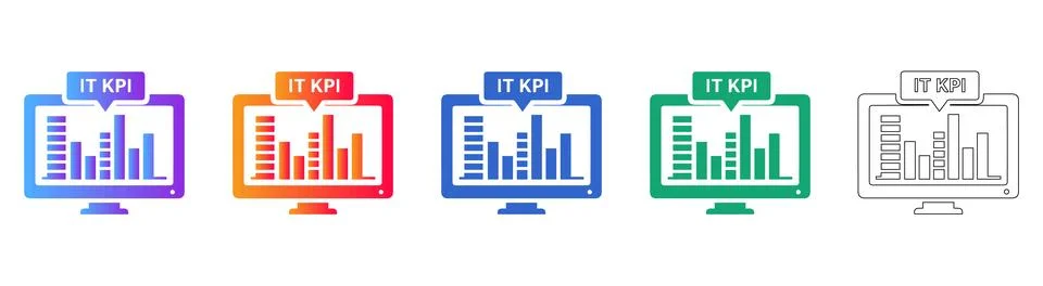 IT KPI Dashboard and Analytics Icons Stock Illustration