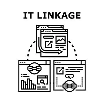 It linkage connecting digital web page content 스톡 일러스트