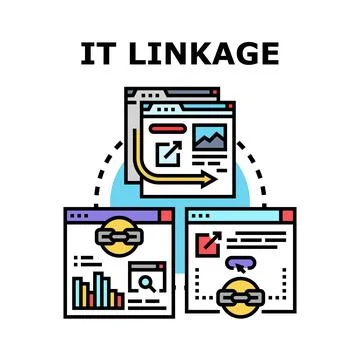 It linkage connecting digital web page content Stockillustratie